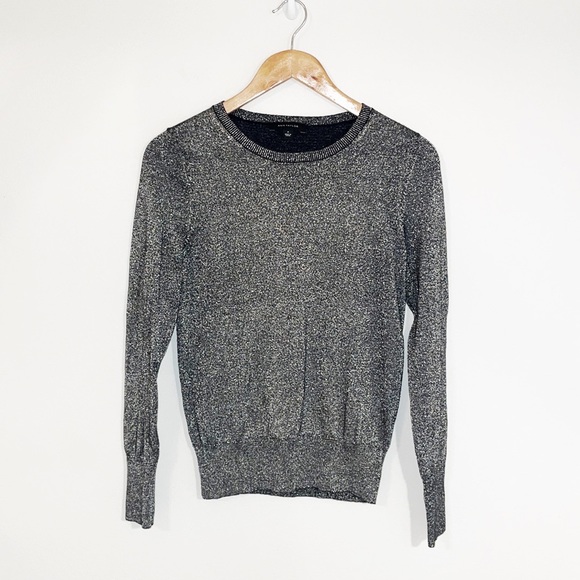 ANN TAYLOR Metallic Threaded Sweater Crew Neck